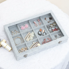 Moyi Multi-Compartment Jewelry Tray With Clear Lid Versatile Organizer For Ring & Necklace