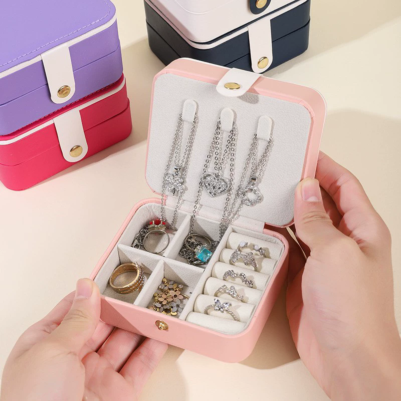 Moyi Elegant Travel PU Leather Jewelry Box Portable Jewelry Case For Ring & Necklace