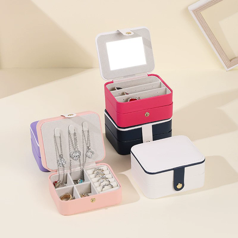 Moyi Elegant Travel PU Leather Jewelry Box Portable Jewelry Case For Ring & Necklace