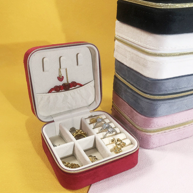 Moyi Premium Travel Jewelry Box Portable Zippered Organizer For Ring Earring & Necklace