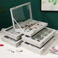 Moyi Multi-Compartment Jewelry Tray With Clear Lid Versatile Organizer For Ring & Necklace