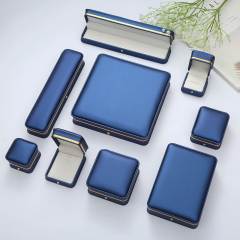 Moyi PU Leather Jewelry Box Set With Gold Trim Premium Gift Packaging For Rings Necklaces