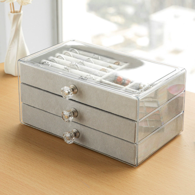 Moyi Clear Acrylic Jewelry Box With 3 Drawers Large Capacity Organizer For All Jewelry