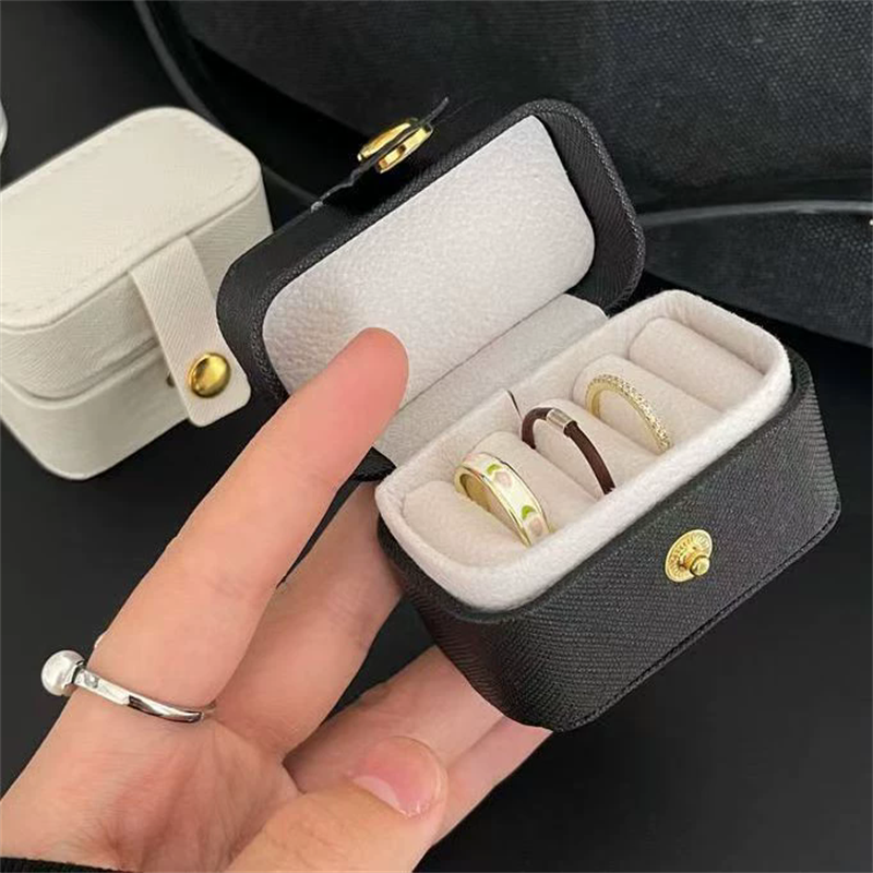 Moyi Mini Portable Ring & Earring Jewelry Box Small Leather Travel Organizer For Rings