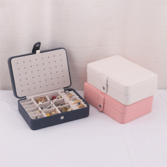 Moyi Color Block Travel Jewelry Box With 2 Layers Compact Organizer For Rings & Earrings
