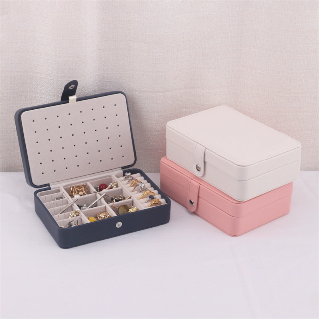 Moyi Color Block Travel Jewelry Box With 2 Layers Compact Organizer For Rings & Earrings