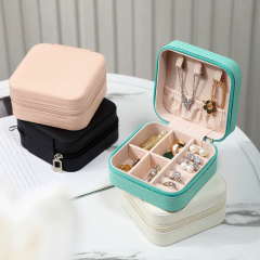 Moyi Portable Travel Jewelry Box Mini PU Leather Jewelry Organizer Case For Ring & Necklace