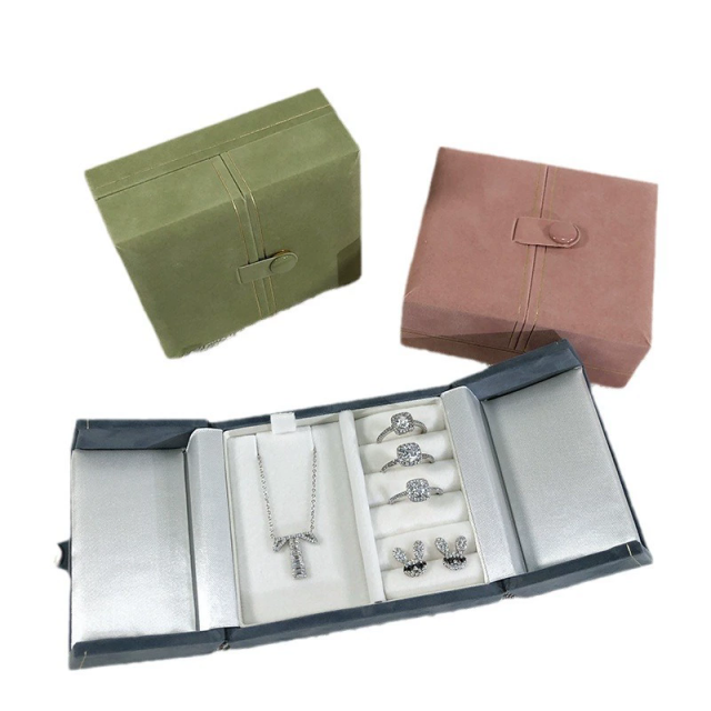 Moyi Double Open Jewelry Box Premium Velvet Storage Organizer For Ring Earring & Necklace