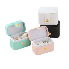 Moyi Mini Portable Ring & Earring Jewelry Box Small Leather Travel Organizer For Rings