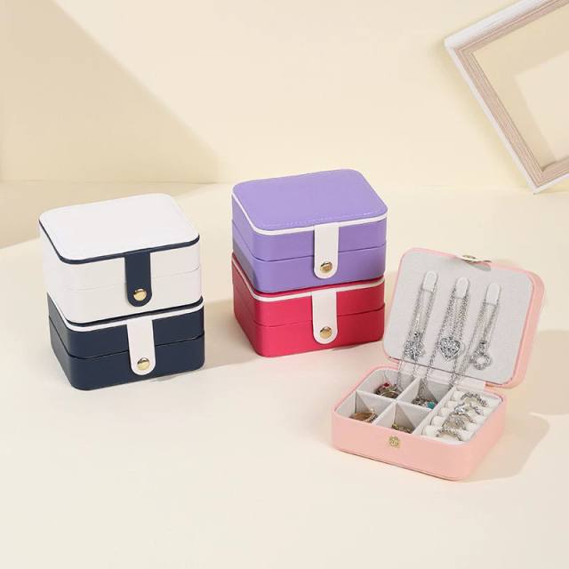Moyi Elegant Travel PU Leather Jewelry Box Portable Jewelry Case For Ring & Necklace
