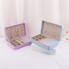 Moyi Color Block Travel Jewelry Box With 2 Layers Compact Organizer For Rings & Earrings