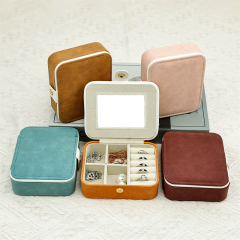 Moyi Portable Travel Jewelry Box With Mirror Mini PU Leather Jewelry Storage