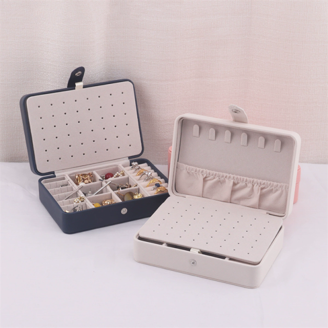 Moyi Color Block Travel Jewelry Box With 2 Layers Compact Organizer For Rings & Earrings