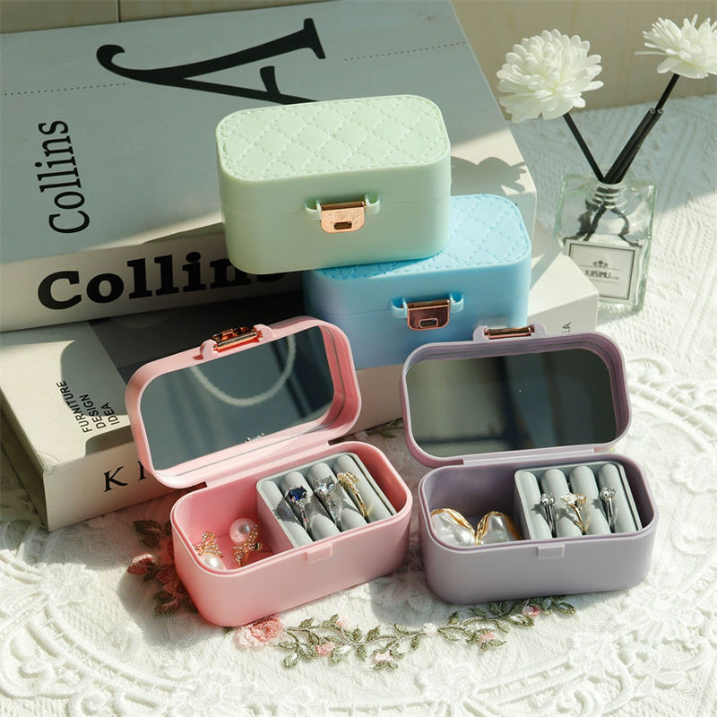 Mini Travel Jewelry Box With Mirror Portable Small Ring Organizer Case By Moyi