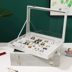 Moyi Multi-Compartment Jewelry Tray With Clear Lid Versatile Organizer For Ring & Necklace