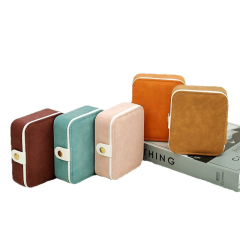 Moyi Portable Travel Jewelry Box With Mirror Mini PU Leather Jewelry Storage
