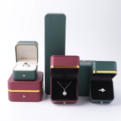 Moyi Luxury Leather Jewelry Gift Box With Gold Trim Premium Box For Ring & Necklace