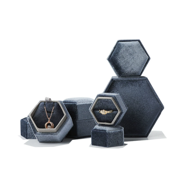 Moyi Luxury Hexagonal Jewelry Box Premium Velvet Gift Packaging For Ring & Earring