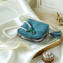 Moyi Tassel Zipper Velvet Jewelry Pouch Multi Function Storage Bag For Necklace & Travel