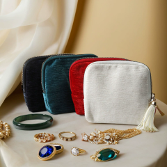 Moyi Tassel Zipper Velvet Jewelry Pouch Multi Function Storage Bag For Necklace & Travel