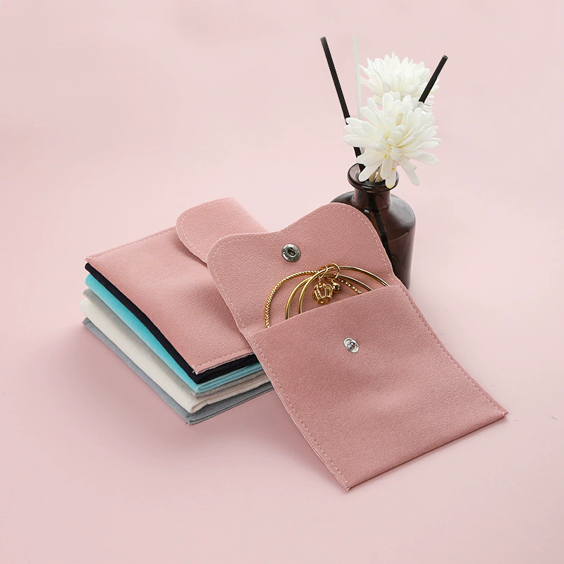 Moyi Premium Snap Button Velvet Jewelry Pouch Foldable Storage Bag For All Jewelry