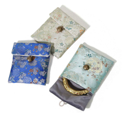 Moyi Elegant Silk Jewelry Pouch Premium Snap Button Storage Bag For Bracelet & Travel