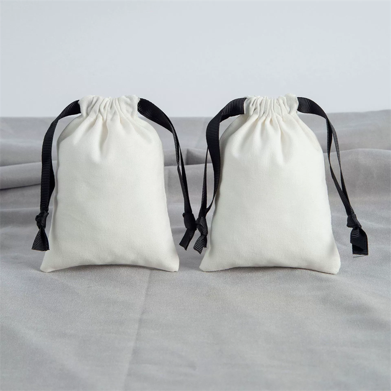 Moyi Cotton Drawstring Pouch Bags Beige With Black Drawstring Reusable Storage Bag