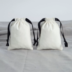 Moyi Cotton Drawstring Pouch Bags Beige With Black Drawstring Reusable Storage Bag