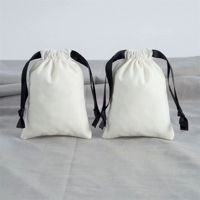 Moyi Cotton Drawstring Pouch Bags Beige With Black Drawstring Reusable Storage Bag