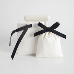 Moyi Cotton Drawstring Gift Bag With Bows Elegant Jewelry Pouch For Gift & Travel