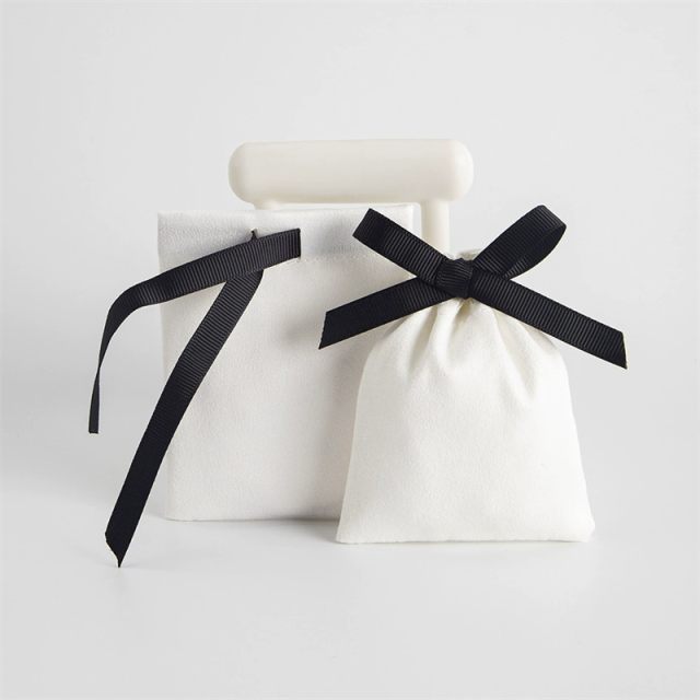 Moyi Cotton Drawstring Gift Bag With Bows Elegant Jewelry Pouch For Gift & Travel