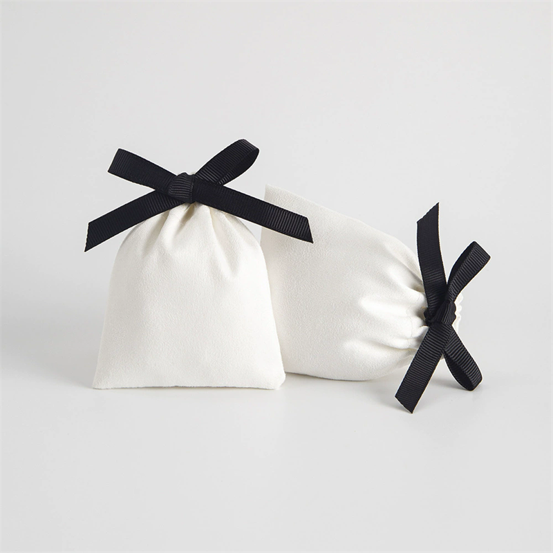 Moyi Cotton Drawstring Gift Bag With Bows Elegant Jewelry Pouch For Gift & Travel