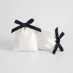 Moyi Cotton Drawstring Gift Bag With Bows Elegant Jewelry Pouch For Gift & Travel