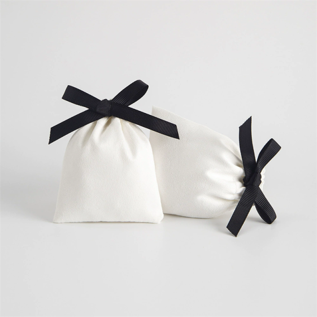 Moyi Cotton Drawstring Gift Bag With Bows Elegant Jewelry Pouch For Gift & Travel