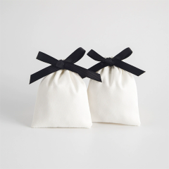Moyi Cotton Drawstring Gift Bag With Bows Elegant Jewelry Pouch For Gift & Travel