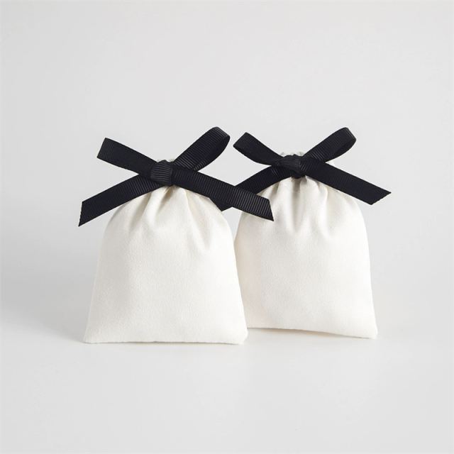 Moyi Cotton Drawstring Gift Bag With Bows Elegant Jewelry Pouch For Gift & Travel
