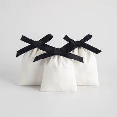 Moyi Cotton Drawstring Gift Bag With Bows Elegant Jewelry Pouch For Gift & Travel