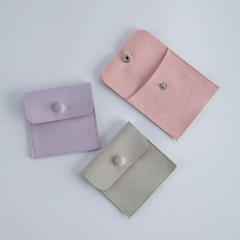 Moyi Velvet Snap Button Jewelry Pouch Bags Soft Storage Pouch For Ring Earring & Necklace