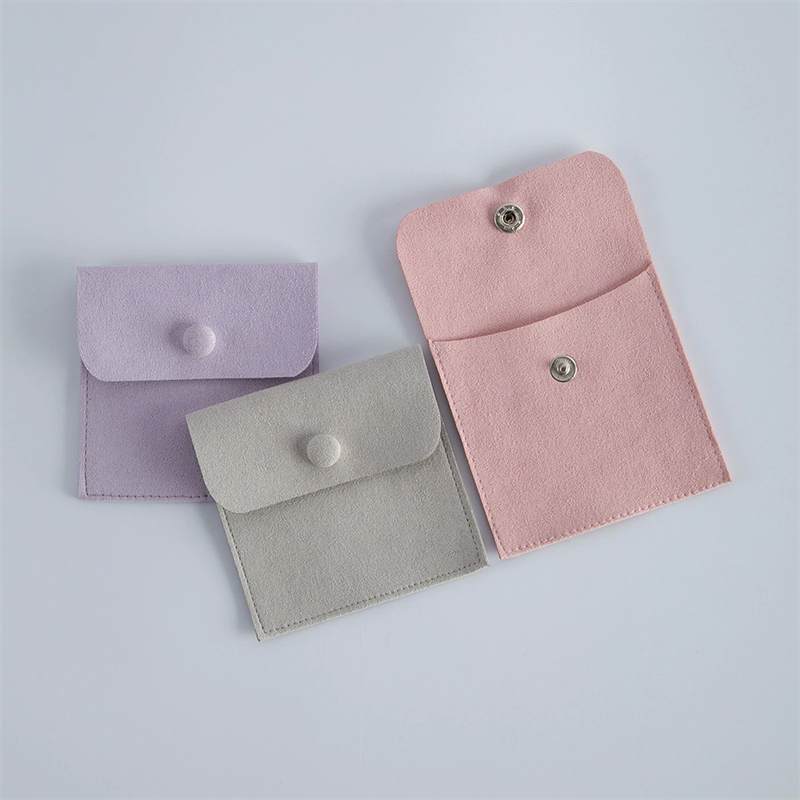 Moyi Velvet Snap Button Jewelry Pouch Bags Soft Storage Pouch For Ring Earring & Necklace