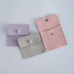 Moyi Velvet Snap Button Jewelry Pouch Bags Soft Storage Pouch For Ring Earring & Necklace