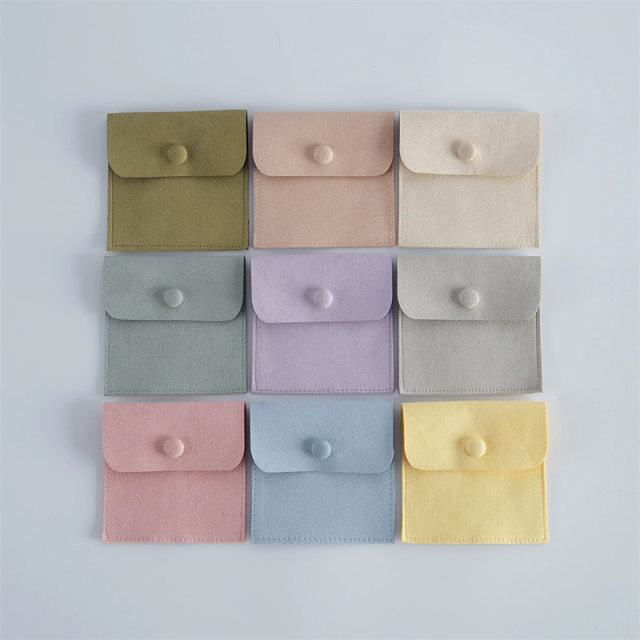 Moyi Velvet Snap Button Jewelry Pouch Bags Soft Storage Pouch For Ring Earring & Necklace