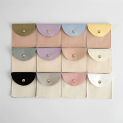 Moyi Velvet Jewelry Pouch With Snap Closure Macaron Color Jewelry Organizer