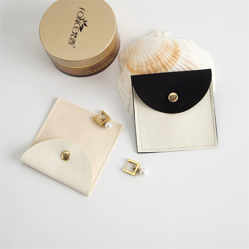 Moyi Velvet Jewelry Pouch With Snap Closure Macaron Color Jewelry Organizer