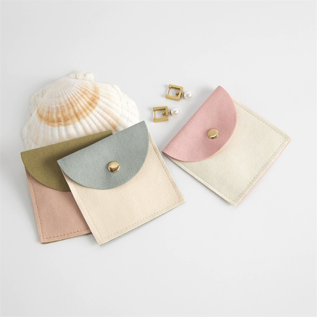 Moyi Velvet Jewelry Pouch With Snap Closure Macaron Color Jewelry Organizer