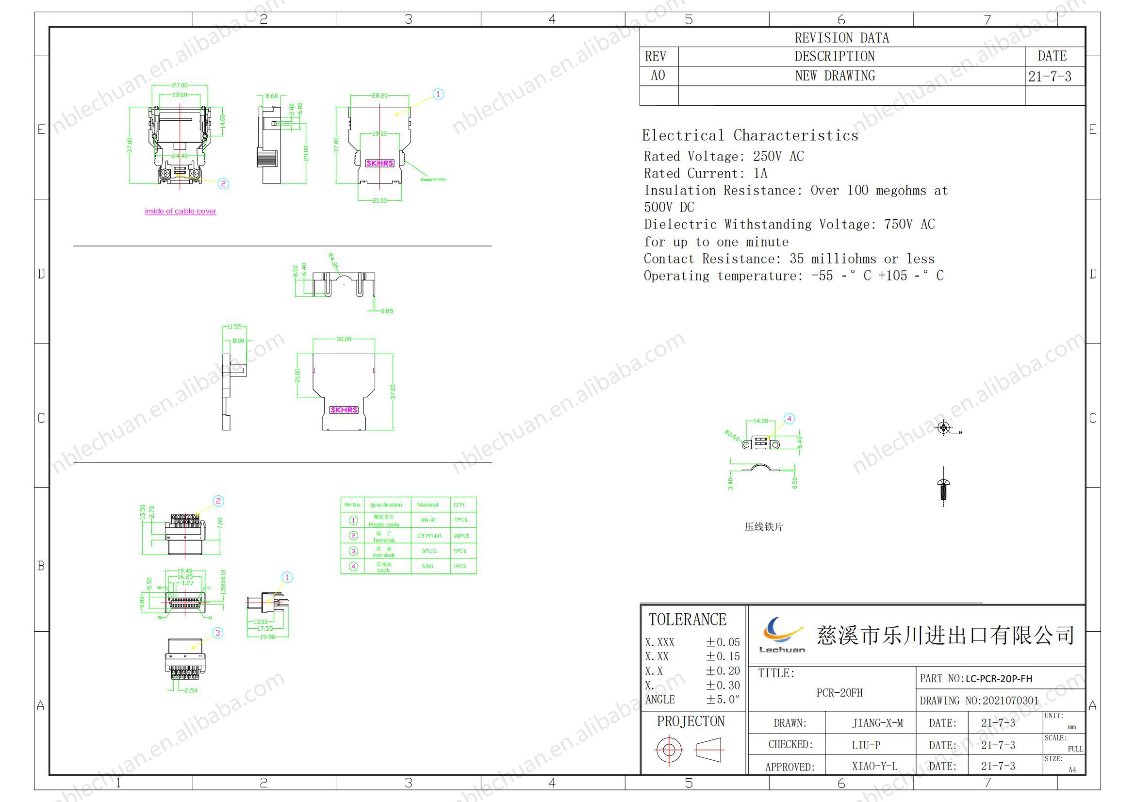Lechuan FANUC Servo Motor Encoder Connector Plug with 20 Pins Soldered for Easy Installation  A02B-0120-K301 PCR-20F