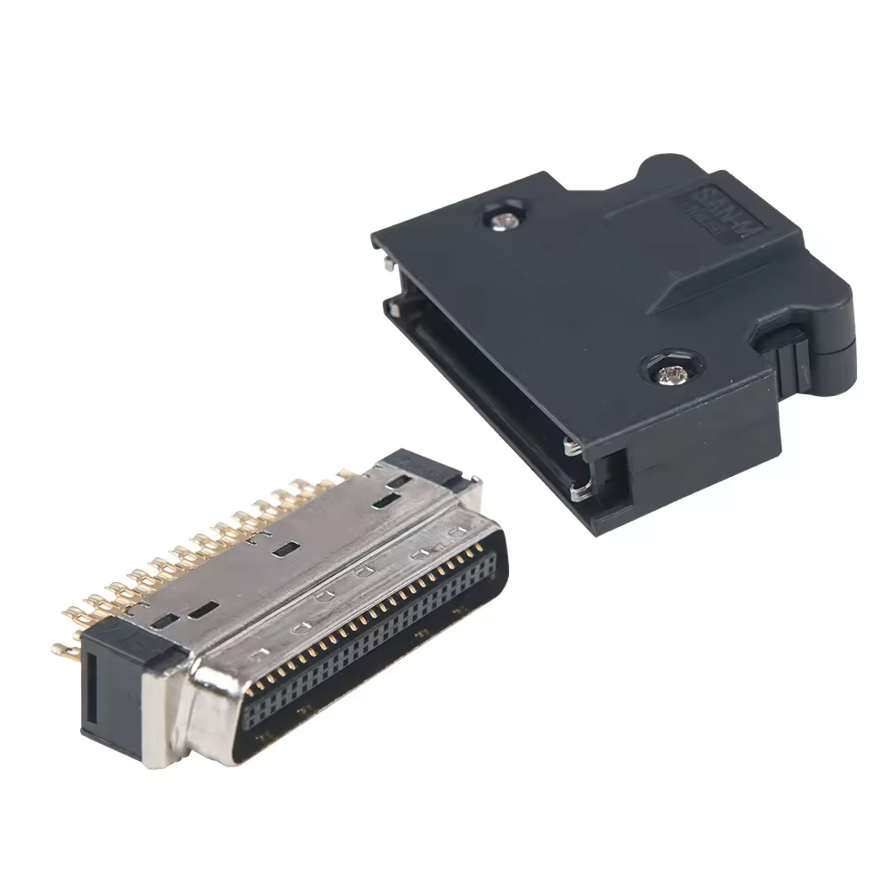LECHUAN 3M 50Pin Buckle Latch Type SCSI MDR Mini D Ribbon I/O 10150-3000PE Straight Male Plug Wrench Connector