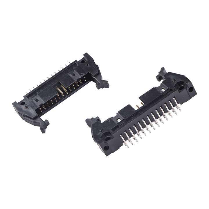LECHUAN SMT Shrouded IDC Male Ejector Header Connector 6/8/10/14/16/20/26/30/34/40/50/60/64P 2.54mm Pitch Straight Right PCB