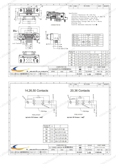 LECHUAN 3M MDR 102 36 Pin Connector 1.27mm Pitch 0236-52A2PL 36Pin PCB Mount SCSI Female MDR Connector 36 Way Hole D-Sub Socket