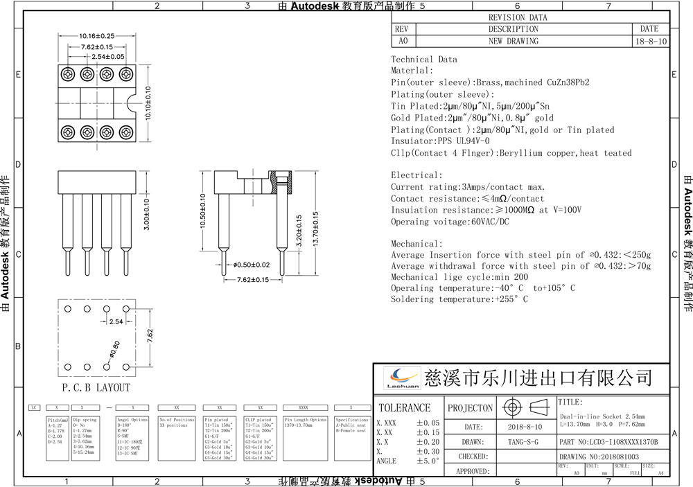 LECHUAN 40-Pin IC Socket DIP Pin Dual Row 1.27/2.54/7.62/10.16/15.24MM Pitch Straight & Right Angle SMT Machined Socket