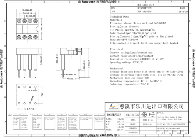 LECHUAN 40-Pin IC Socket DIP Pin Dual Row 1.27/2.54/7.62/10.16/15.24MM Pitch Straight & Right Angle SMT Machined Socket